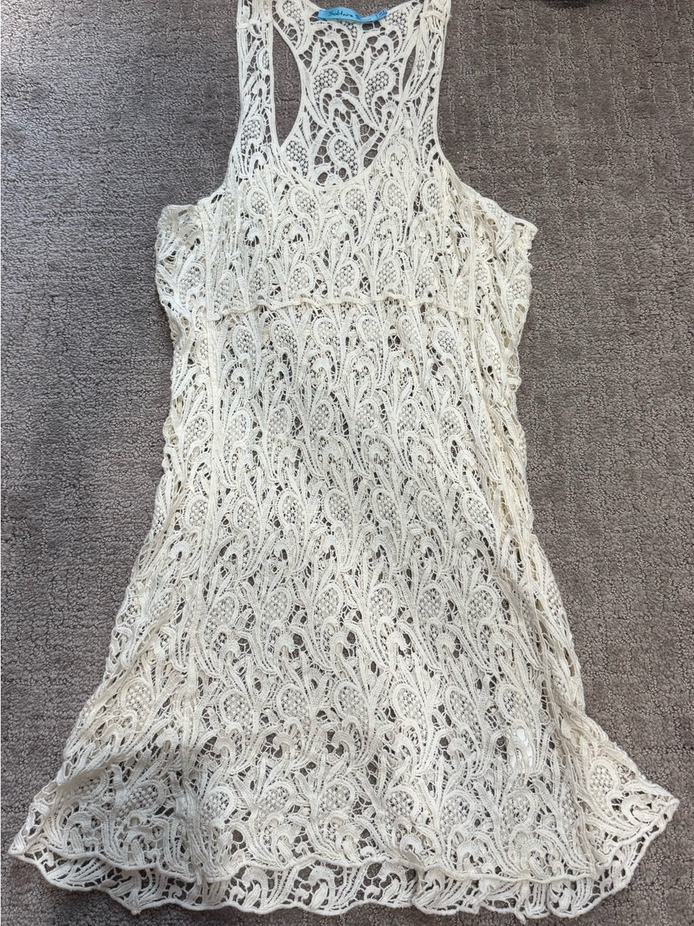 Solitaire Swim White Crochet Tank